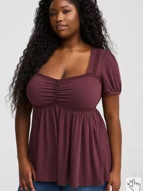 torrid Plum Ruched Empire Waist Tunic Top